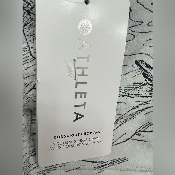 NWT Athltea Conscious Crop Bra A-C Tank White Black Design - Picture 5 of 6